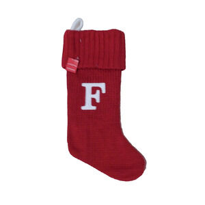 Wondershop Christmas Holiday Red Thick Knit Stocking Monogram Letter F NWT
